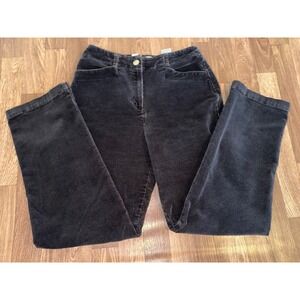 Talbots‎ Womens Charcoal Grey Corduroy Straight Stretch Pants Size 6 High Rise